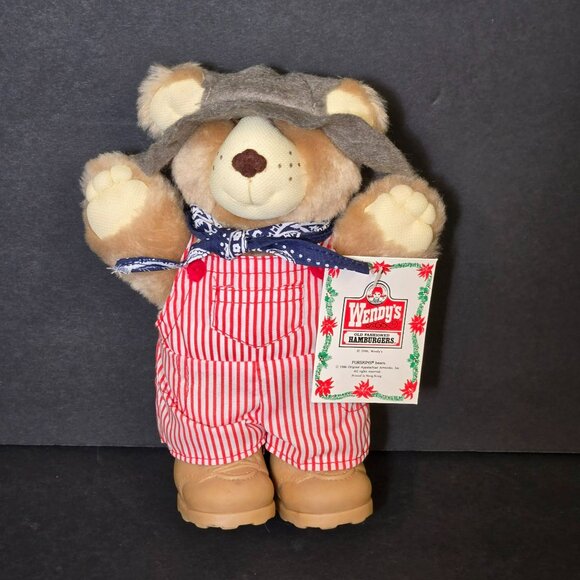 Vintage 1986 Wendys Dudley Furskins Plush Stuffed Toy Teddy Bear 7" w Tag - Picture 1 of 9